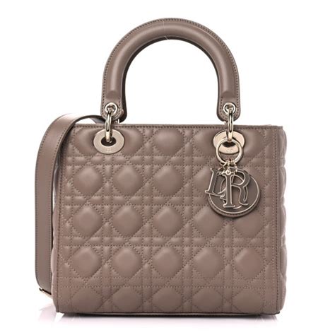 dior taupe|CHRISTIAN DIOR Lambskin Cannage Medium Lady .